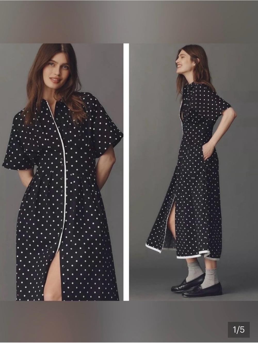 anthropologie black and white polka dot tobie size L